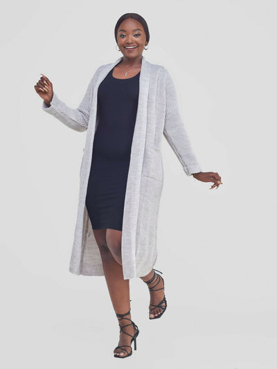 Anel’s Knitwear Midi Kimono - Off White - Shopzetu
