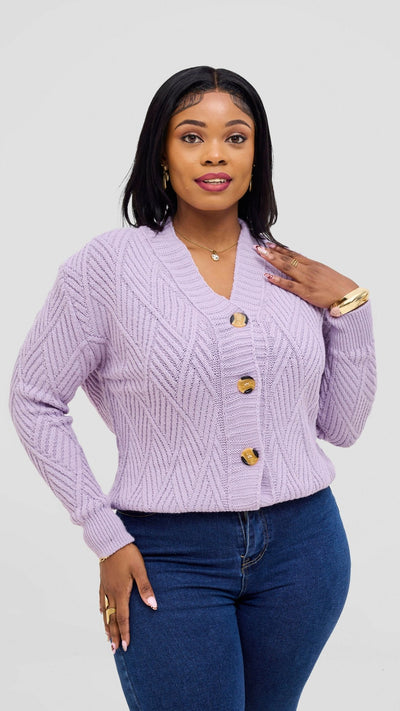 The Fashion Frenzy Button Cardigan Sweater - Purple - Shopzetu