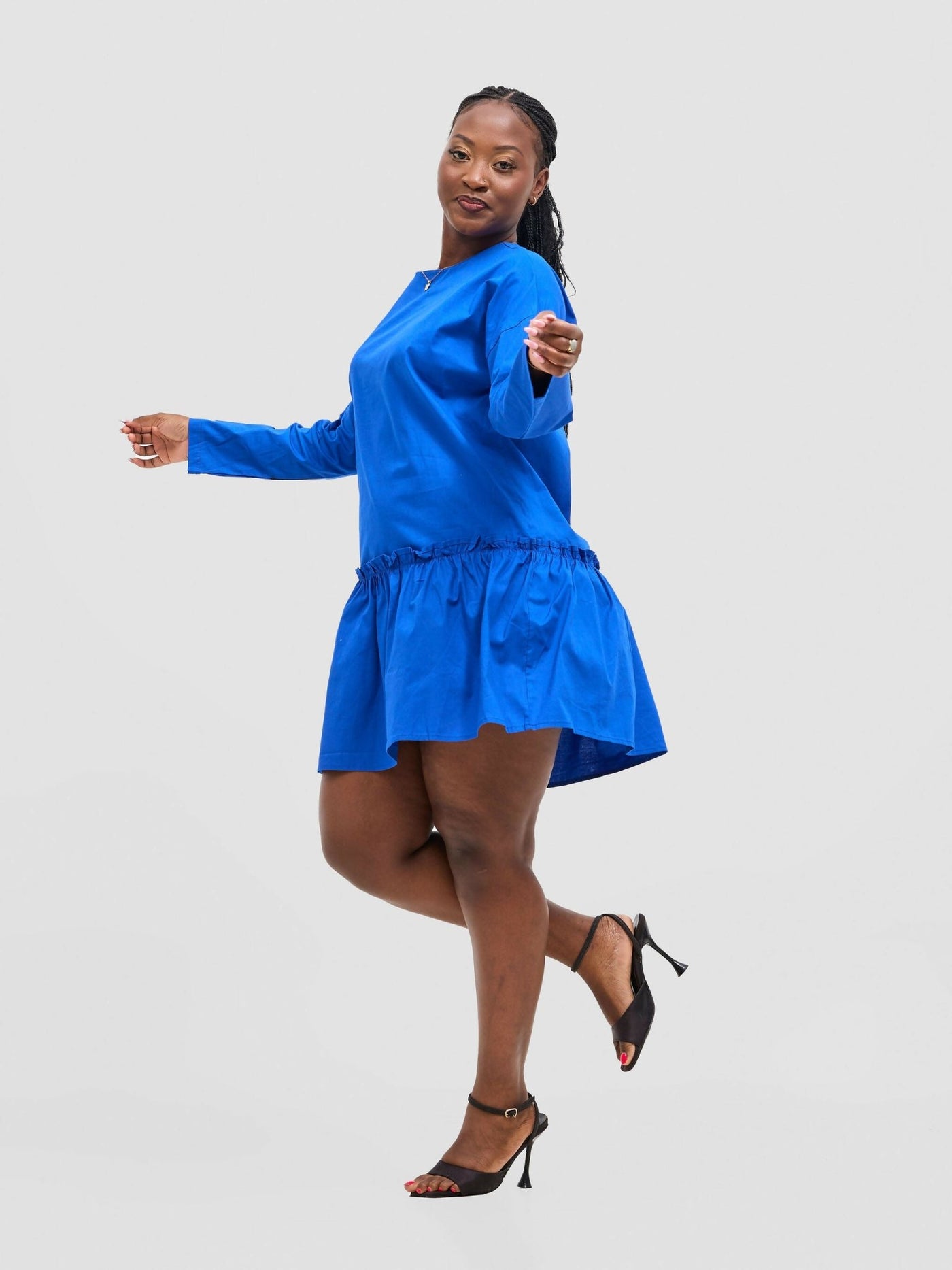 The Fashion Frenzy Buttoned Shift Dress - Blue - Shopzetu