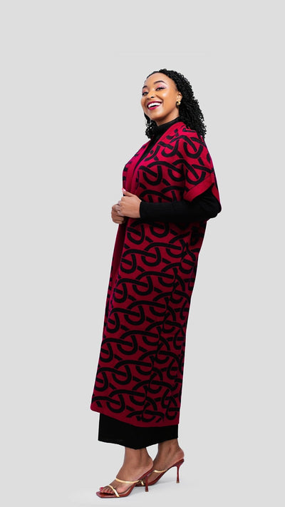 The Fashion Frenzy Kimono - Maroon / Black - Shopzetu