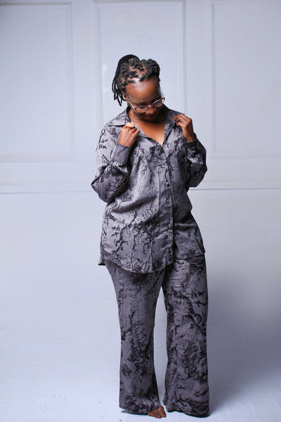 Thick & Fab Vivica Pant Set - Grey - Shopzetu