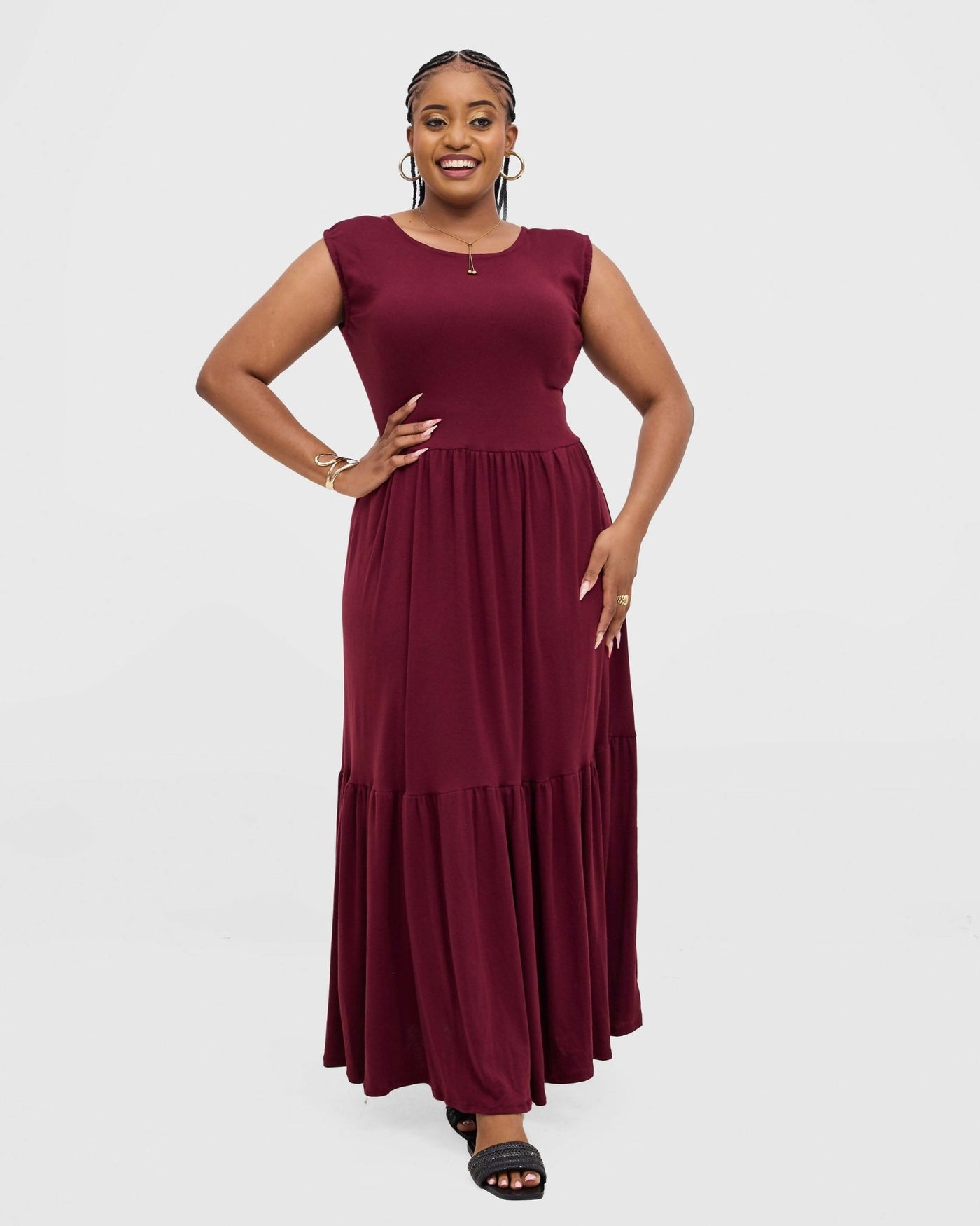 Gravio Seren Dress - Burgundy - Shopzetu