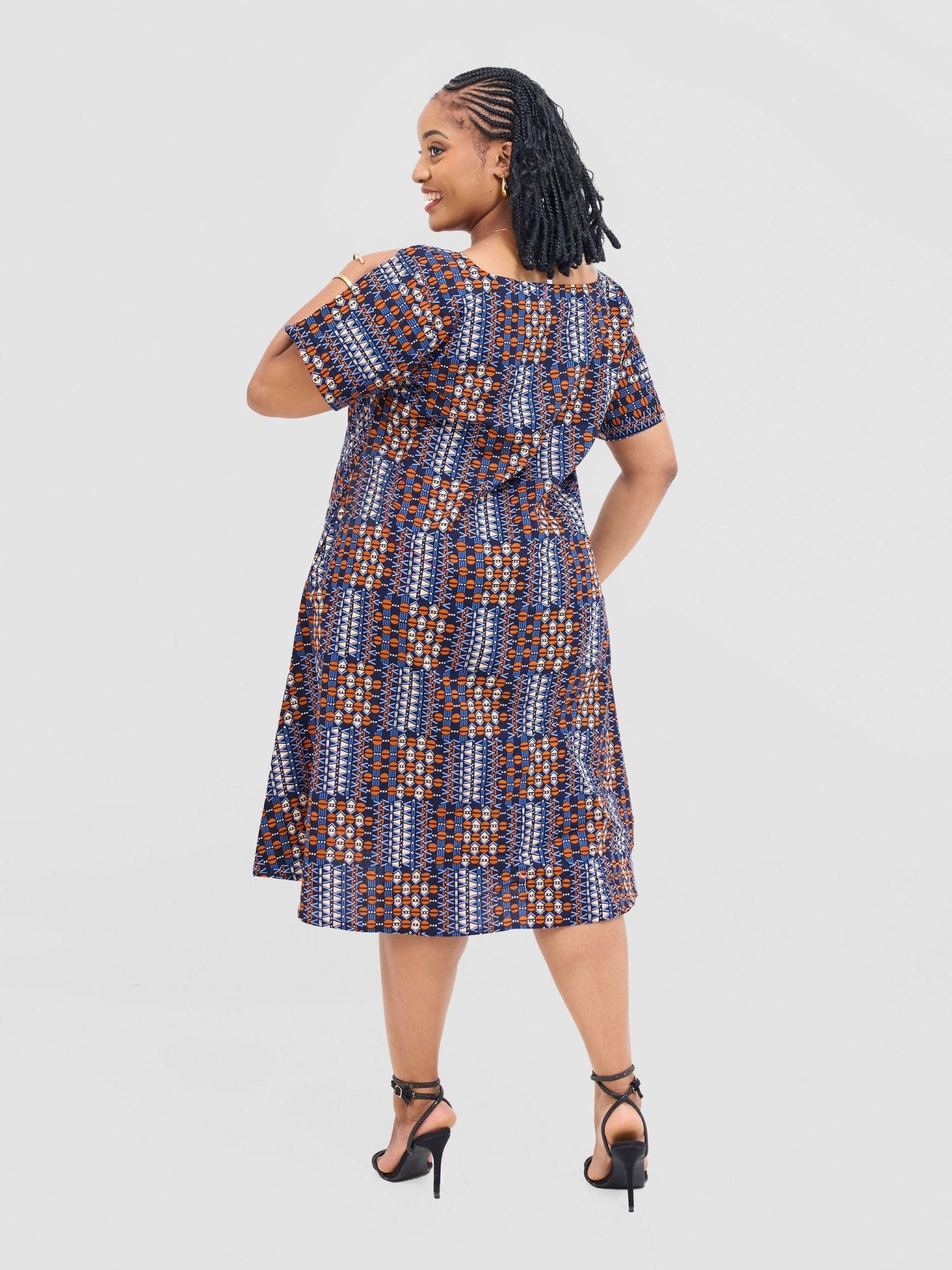 Prettygline Irene Ankara Dress - Multicolored - Shopzetu