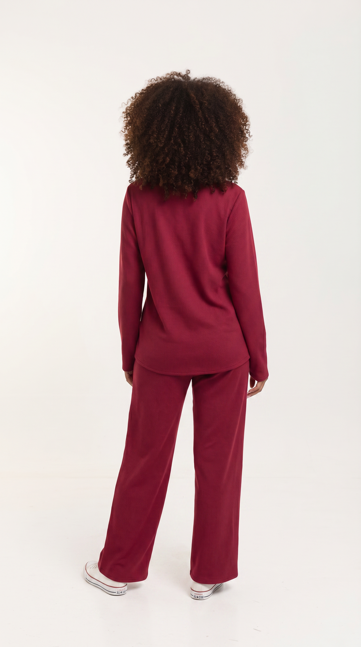 Shiv Shikie X Safari V-Neck Long Sleeve Sweatshirt in Rib - Mulberry