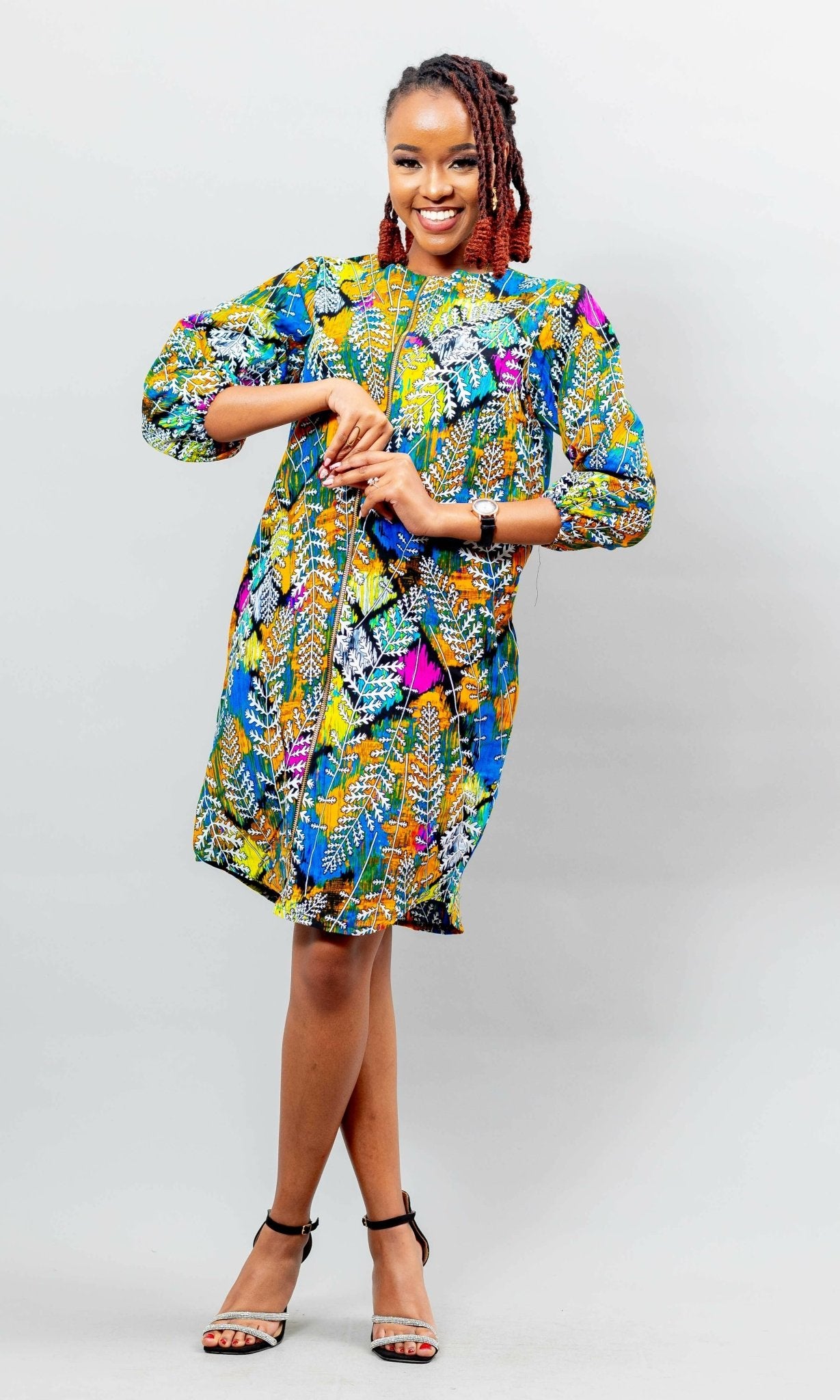 Afriwia Dhahabu Ankara Dress - Multicolored - Shopzetu