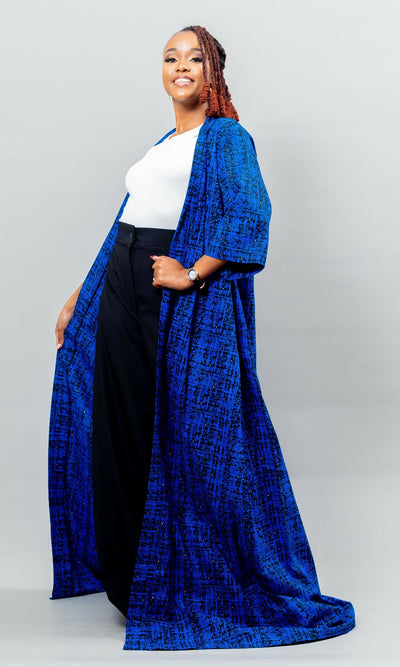 Afriwia Shani African Print Kimono - Blue - Shopzetu