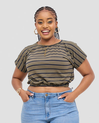 Gravio Fashions Elowen Crop Top - Olive Green - Shopzetu