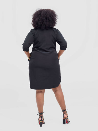 Vivid Afrikana Mizani Shift Dress - Black / White - Shopzetu