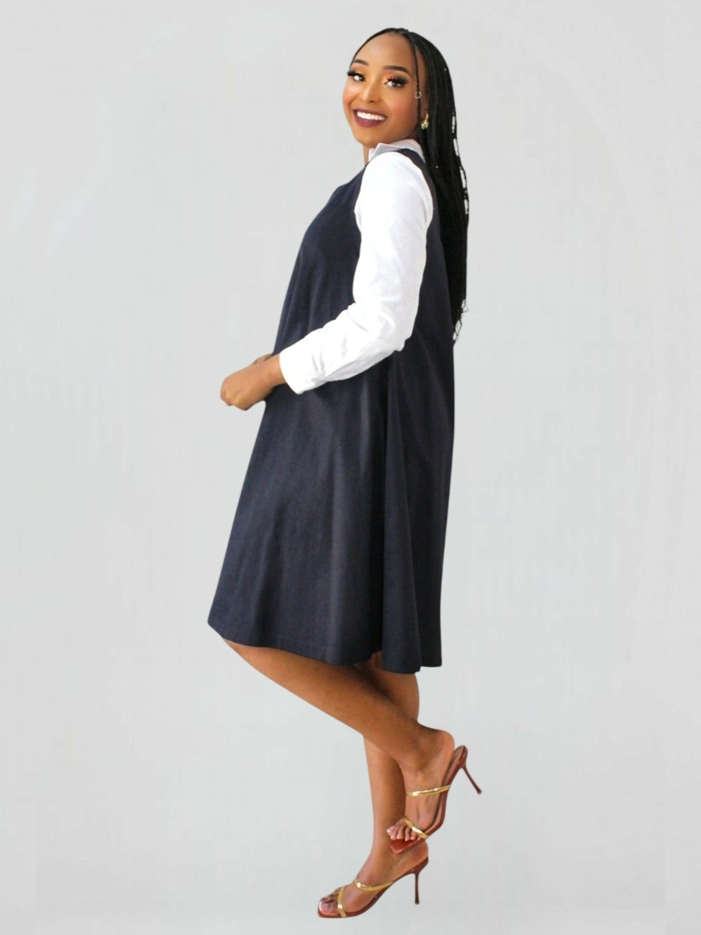 The Fashion Frenzy Zuri Shift Dress - Navy Blue - Shopzetu