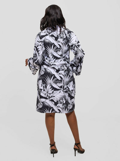 Kakiba Collections Rebecca Chinese Dress - Black / White - Shopzetu