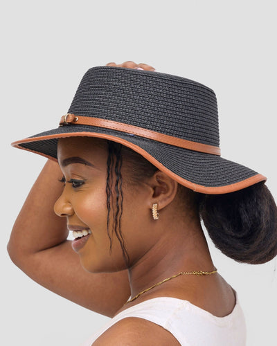 Poised Straw Hat - Black - Shopzetu
