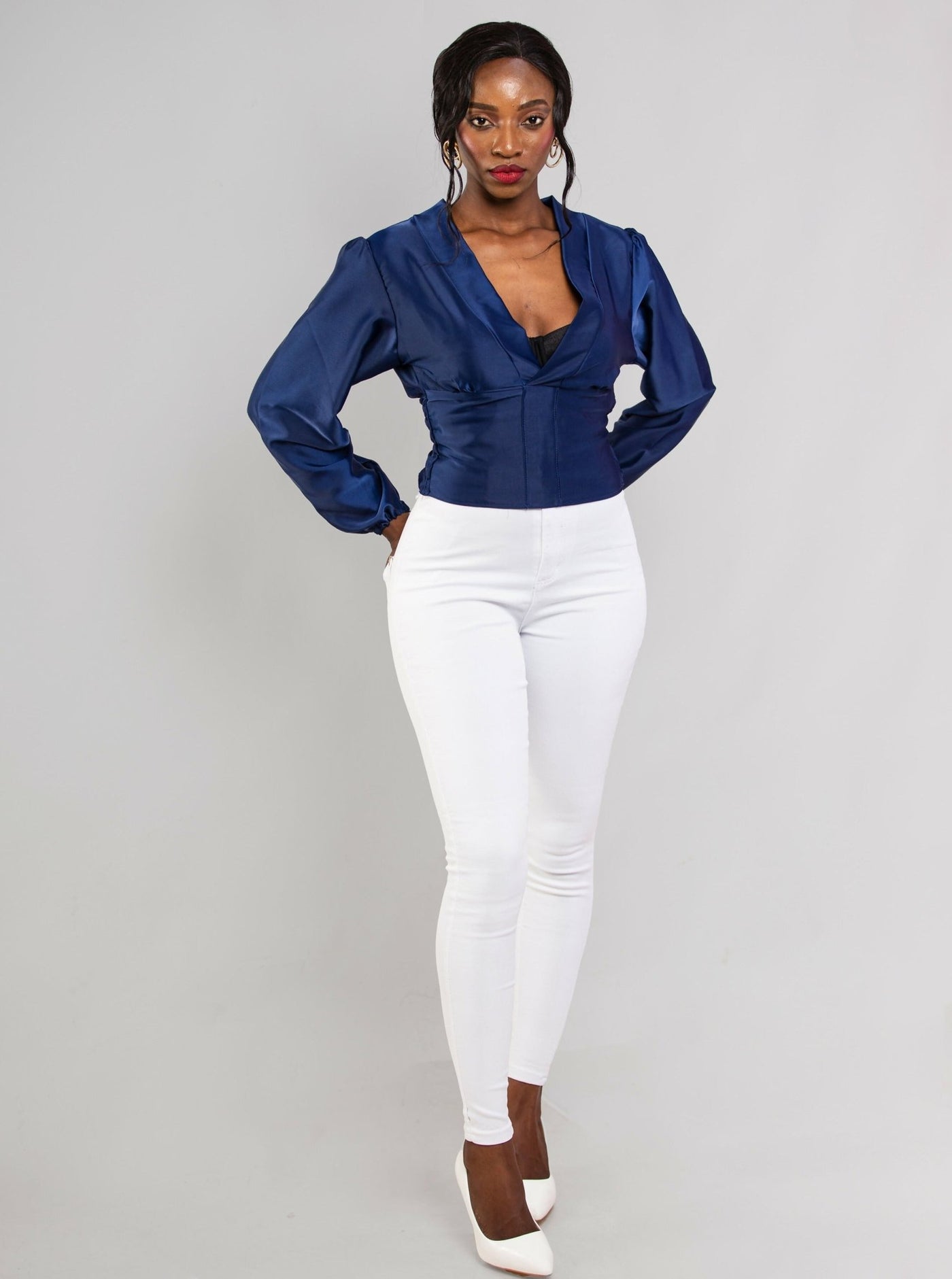 Da'joy Fashions Rochelle Top - Navy Blue - Shopzetu