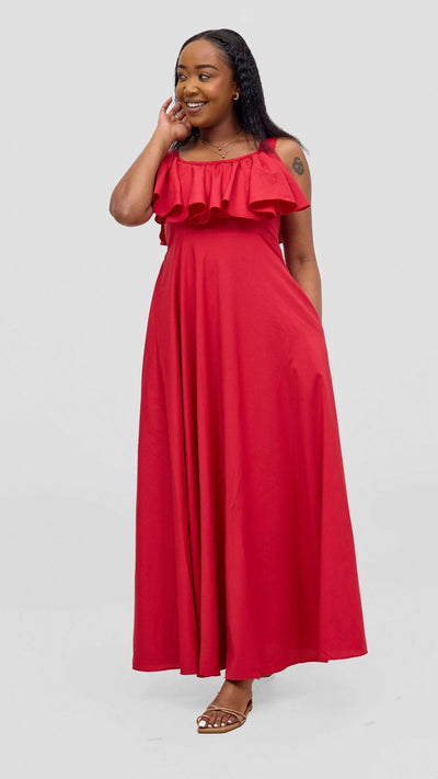 Kakiba Collections Rossy Dress - Red - Shopzetu