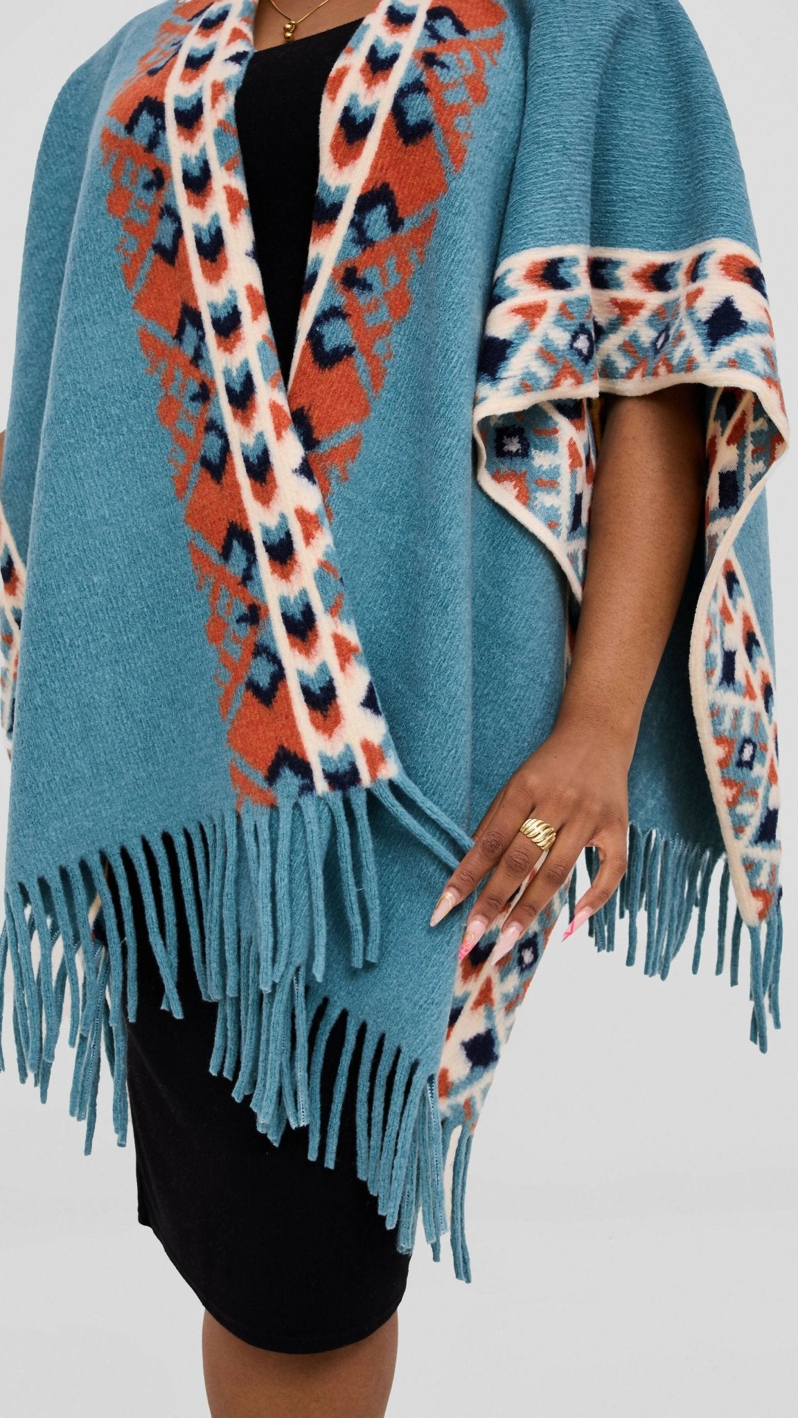 Silk House Collection Ari Poncho - Blue - Shopzetu