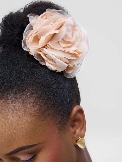Accessorize With Style Large 2tone Flower Brooch - Beige - Shopzetu