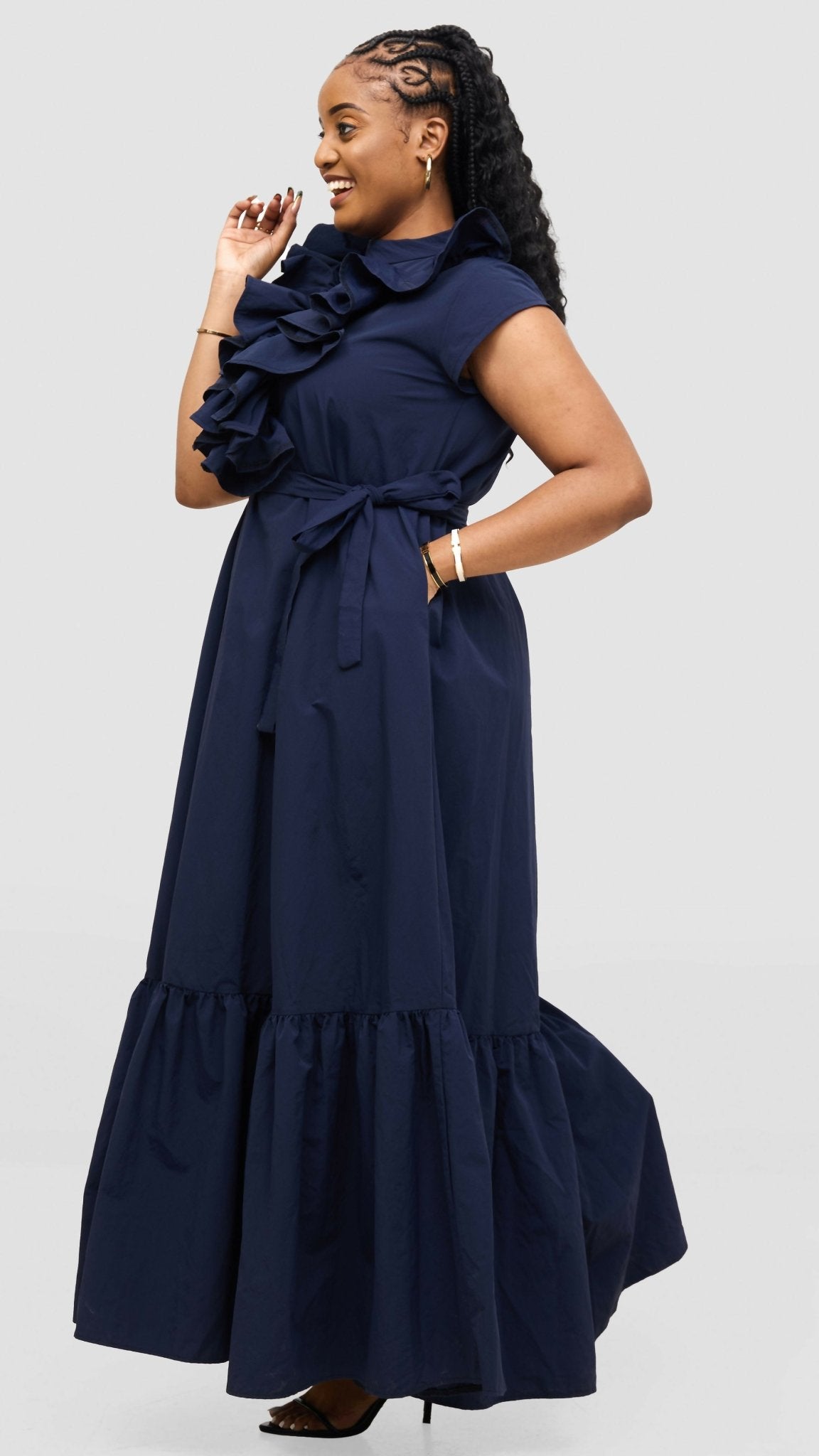 Magali Designs Cascade Dress - Navy Blue - Shopzetu