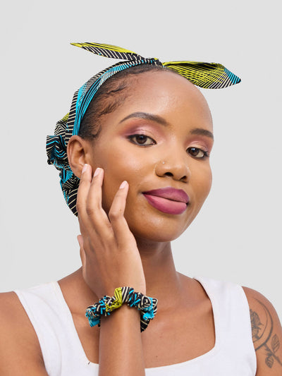 Proverbs 1 Bow Headband Embellished Ascent - Blue Print - Shopzetu