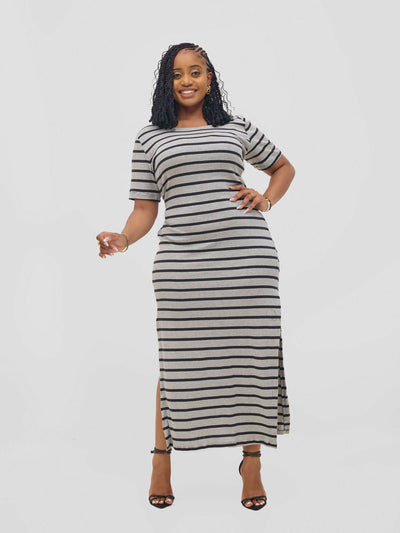 Gravio Fashions Meg Dress - Grey / Black - Shopzetu