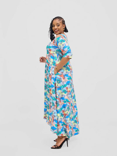 Jolly Fancy Wear Robi Shift Dress - Grey Floral - Shopzetu