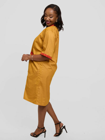 Kakiba Collections Rebecca Dress - Mustard Ankara - Shopzetu