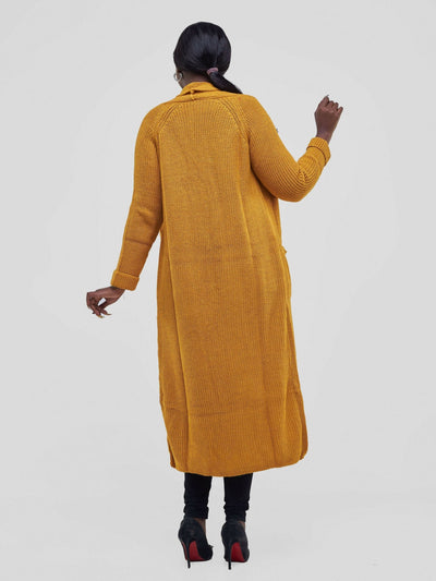 Anel’s Knitwear Midi Kimono - Mustard - Shopzetu