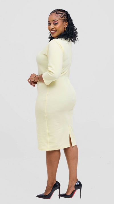 Lizola Kiera Bodycon Dress - Cream - Shopzetu