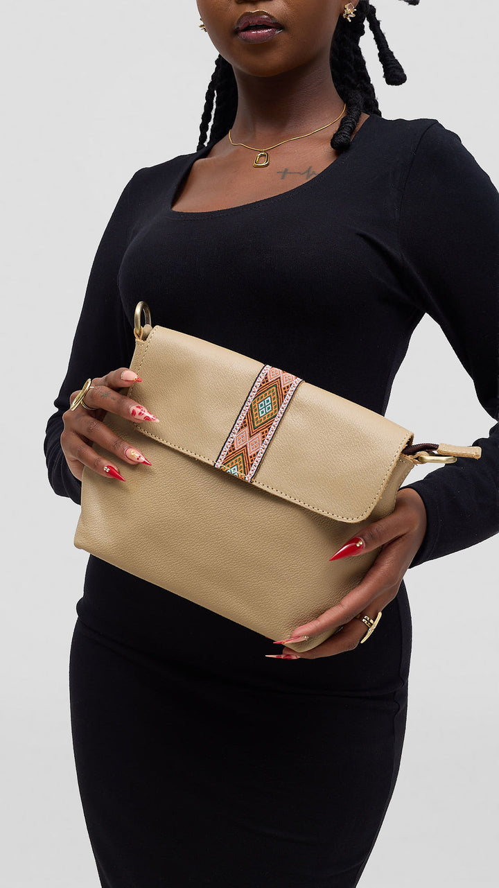 Leather Aura Savannah Bag - Beige