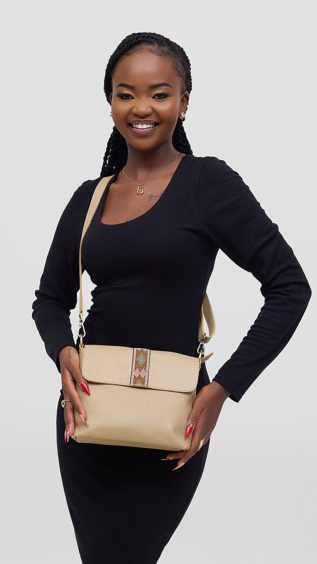 Leather Aura Savannah Bag - Beige