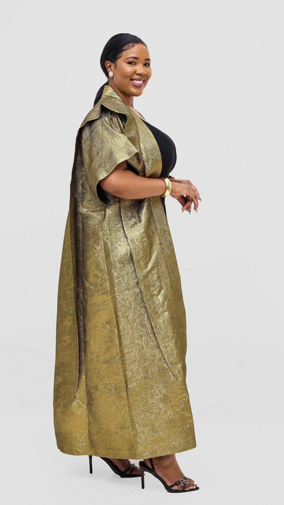 V - LUX Open Kaftan Kimono - Gold - Shopzetu
