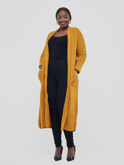 Anel’s Knitwear Midi Kimono - Mustard - Shopzetu