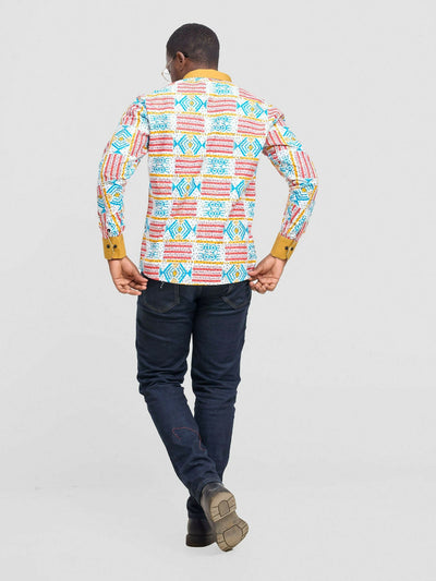 Mendilines Warm African Shirt - Yellow Print - Shopzetu