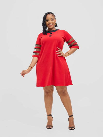 Jolly Fancy Wear Vale Shift Dress - Red - Shopzetu