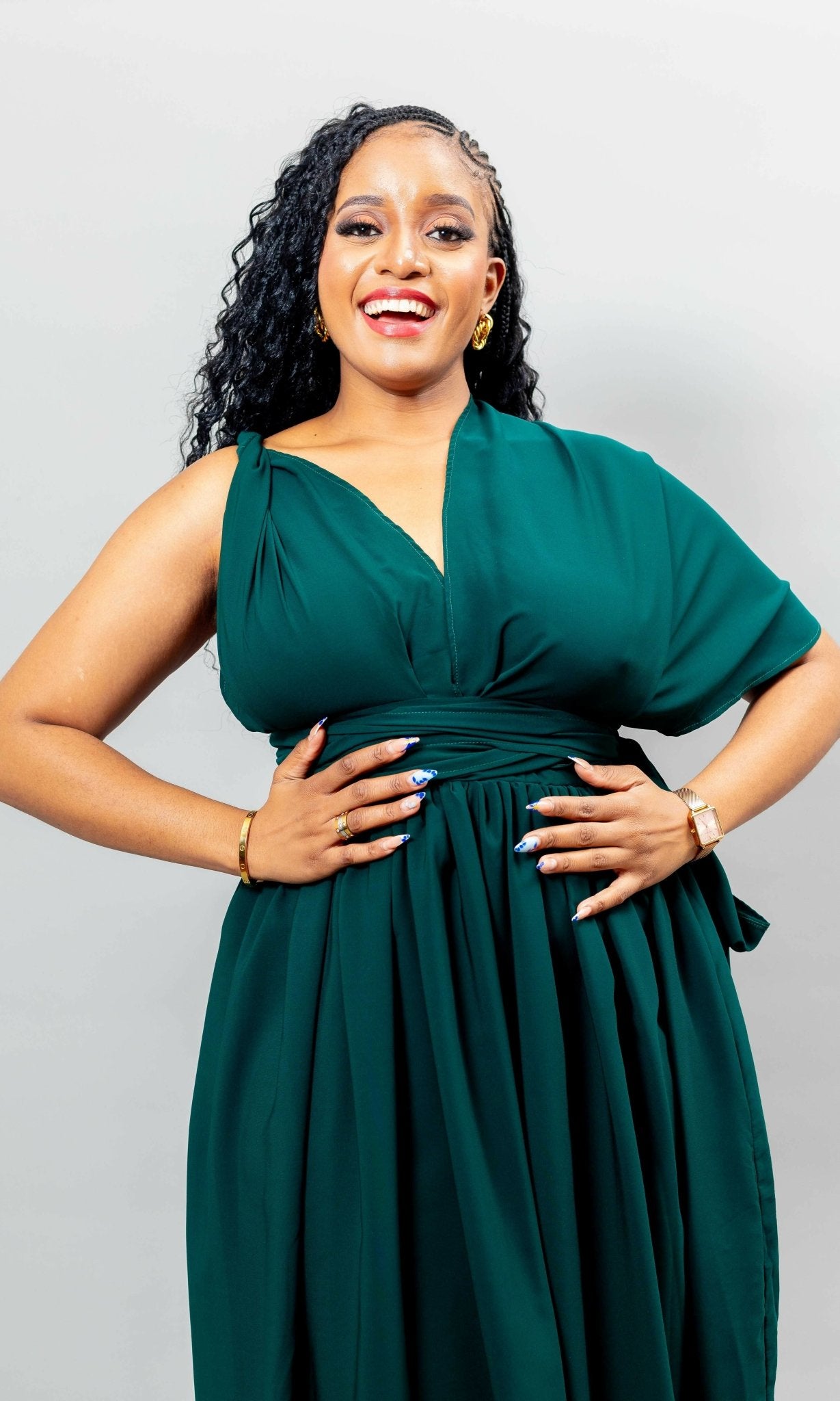 African Yuva Meadow Infinity Dress - Emerald Green - Shopzetu