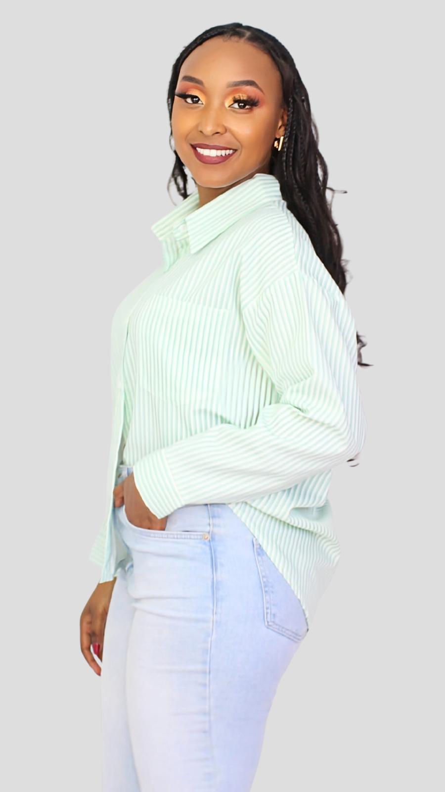 The Fashion Frenzy Relaxed Stripe Shirt - Mint Green