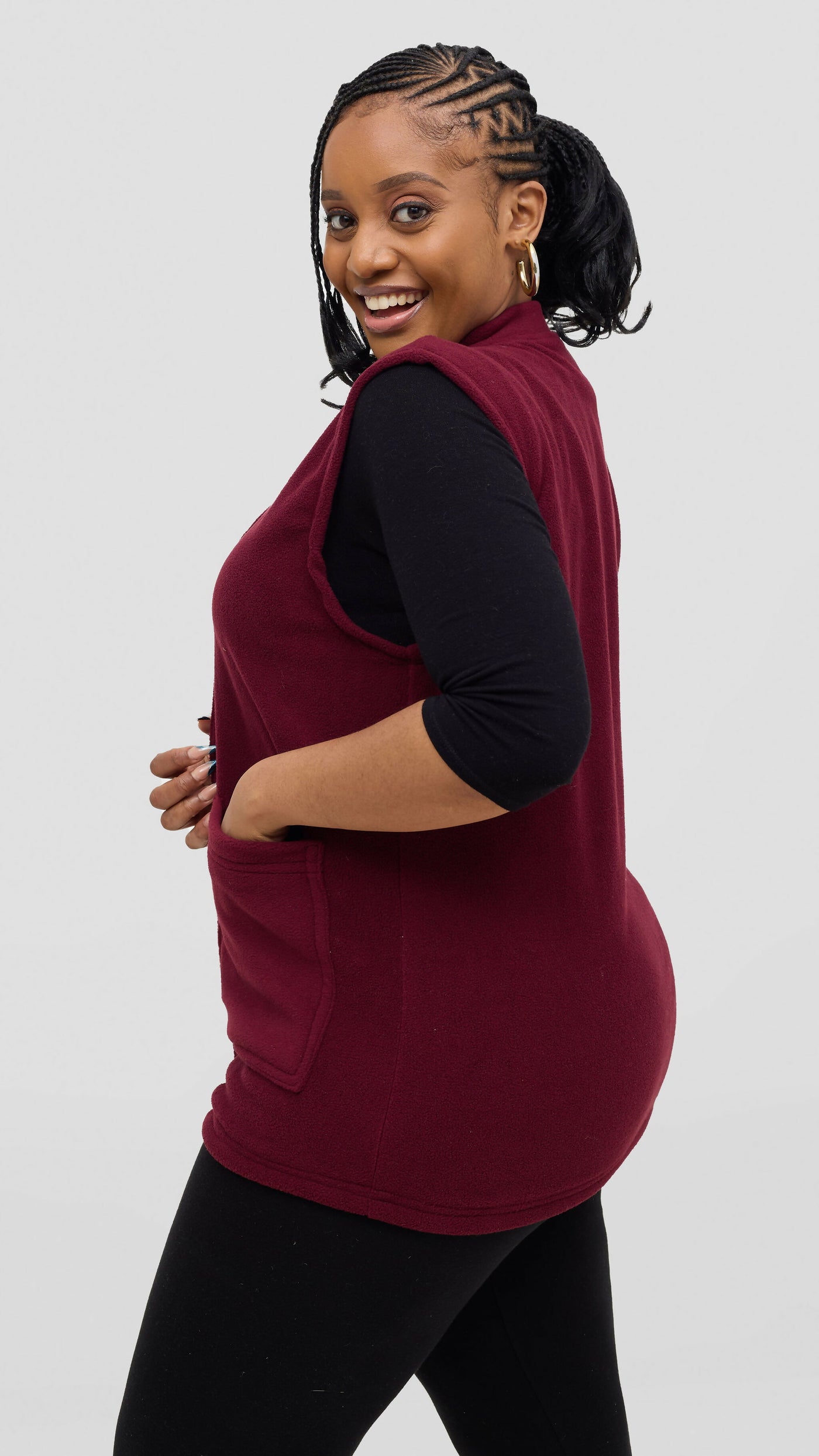 Timyt Urban Wear Fleece With Frontal Pockets & Press Button Sweaters - Maroon