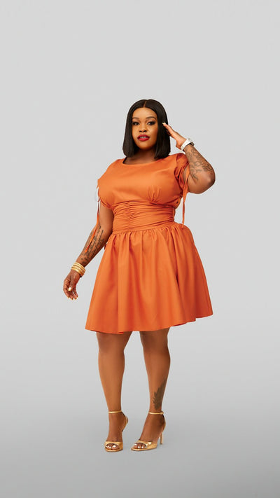 Plainchic Babra Skater Dress – Burnt Orange - Shopzetu