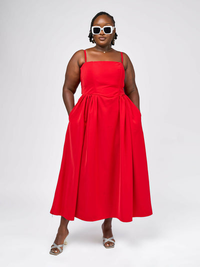 Zia Africa "Make a wish" Milkmaid Dress - Rose Red - Shopzetu