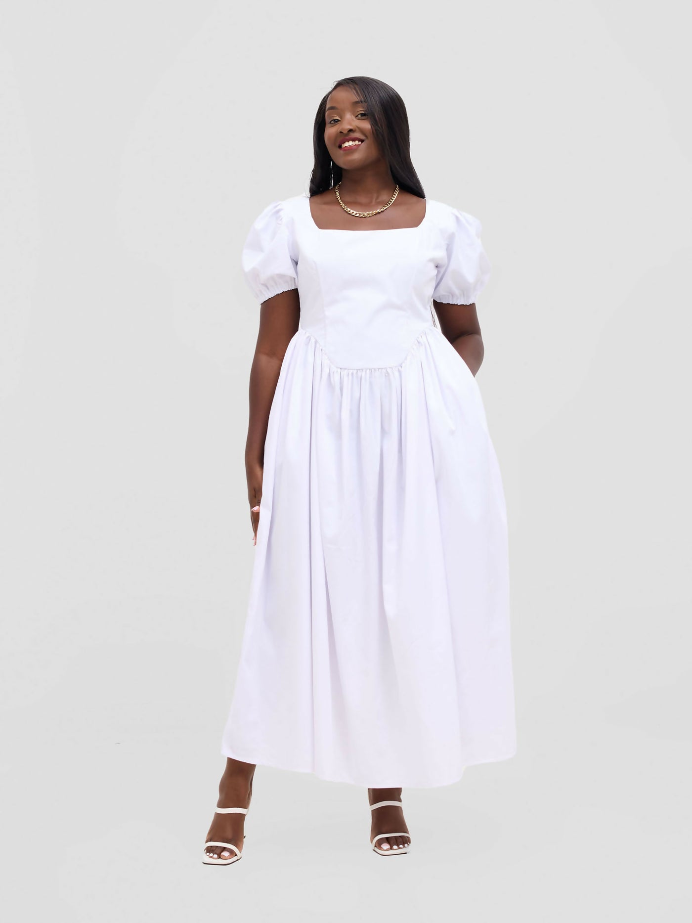 Izulu Mweya Dress - White - Shopzetu
