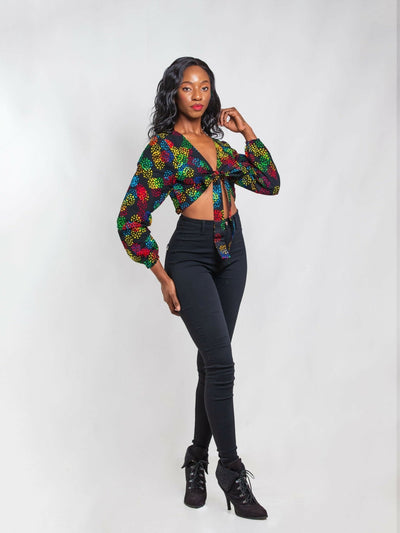 Da'Joy Fashions Urban Chic Ankara Top - Black - Shopzetu