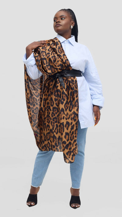 Afrodame Luxurious Silk Scarf - Animal Print - Shopzetu