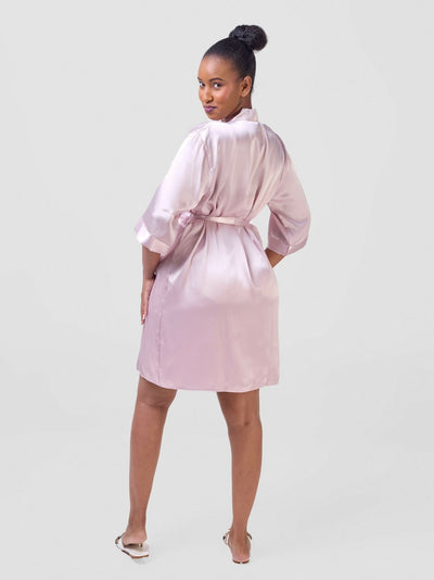 Iristyle Satin Short Robe - Champagne - Shopzetu