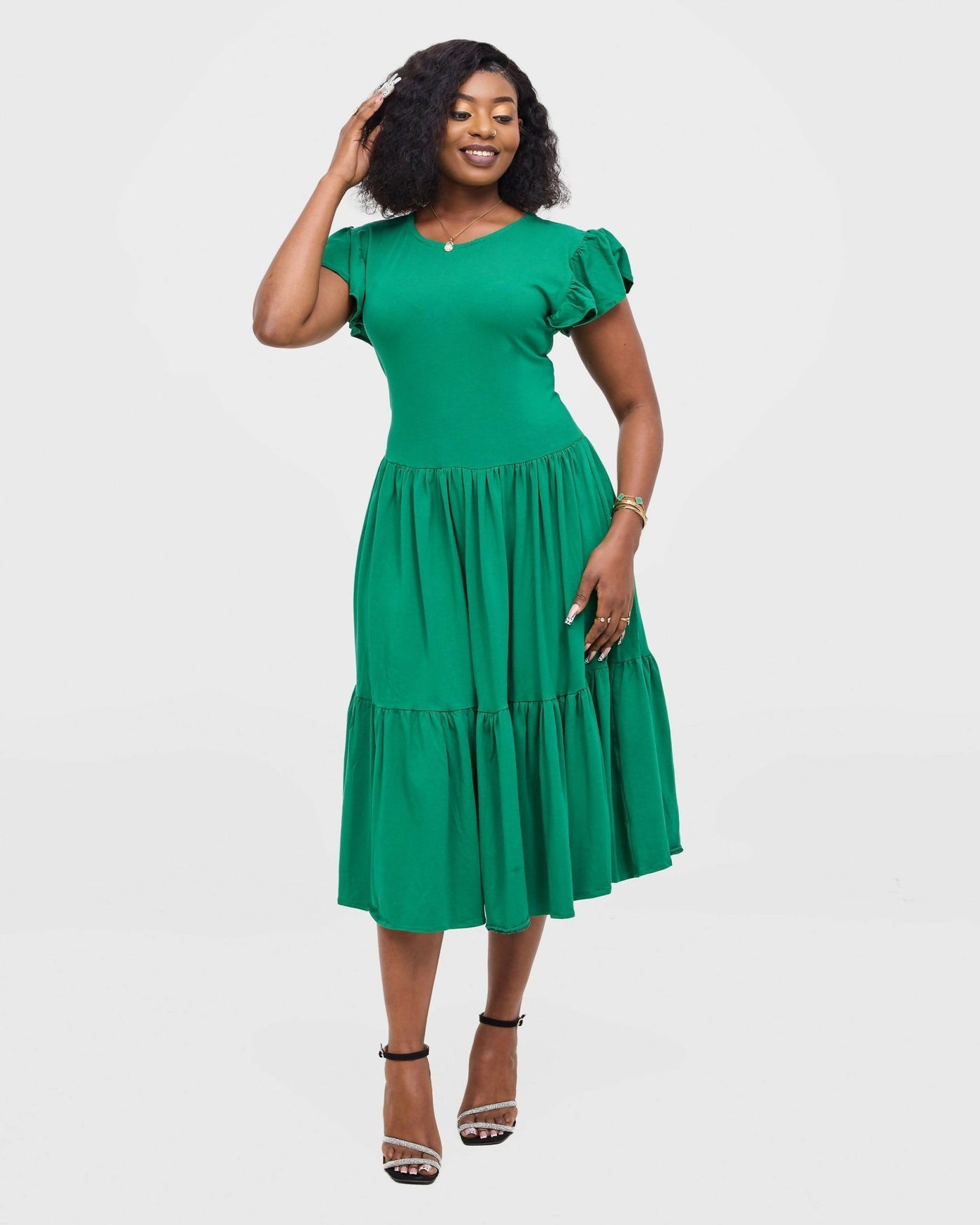 Gravio Fashions Emeria Midi Dress - Green - Shopzetu