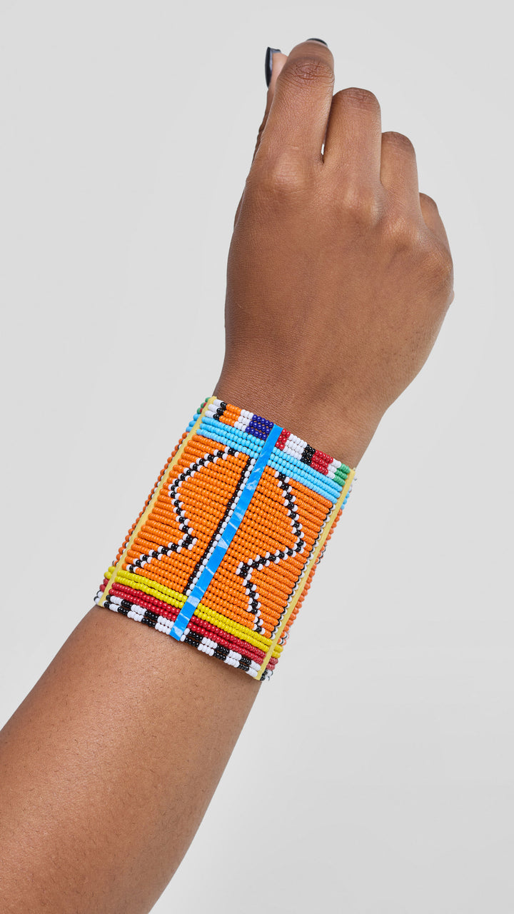Naruki Handmade Maasai Beaded Cuff Bracelet - Multicolored