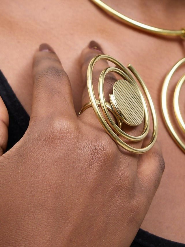 Kibali Adjustable Ring - Brass / Gold - Shopzetu