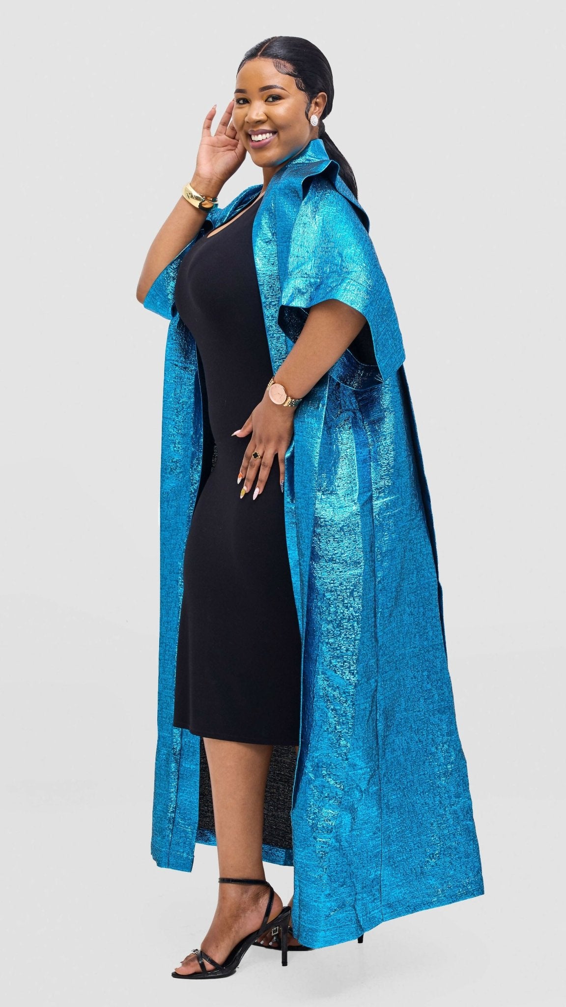 V - LUX Open Kaftan Kimono - Blue - Shopzetu