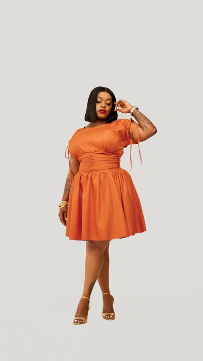 Plainchic Babra Skater Dress – Burnt Orange - Shopzetu