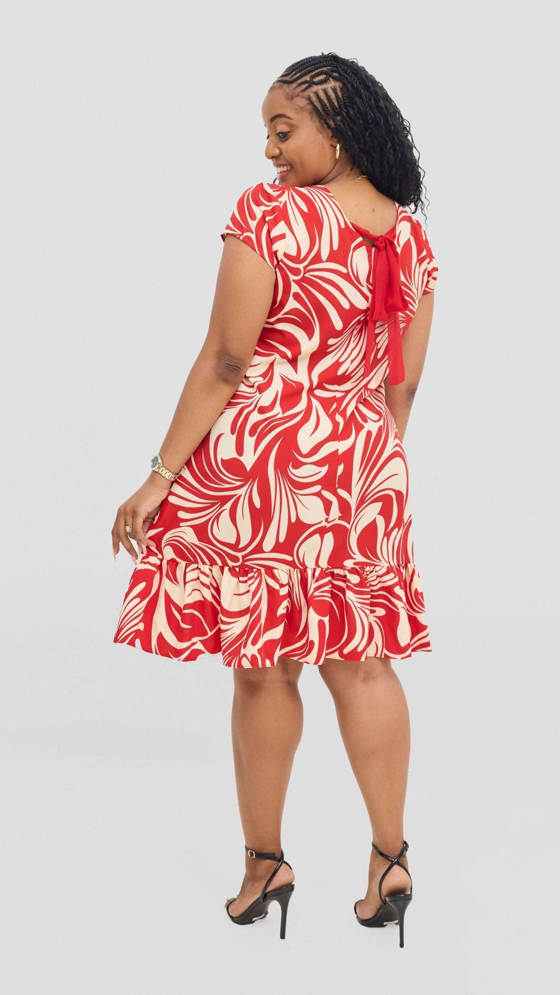 Jolly Fancy Wear Keke Shift Dress - Red Floral - Shopzetu