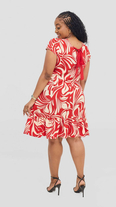 Jolly Fancy Wear Keke Shift Dress - Red Floral - Shopzetu