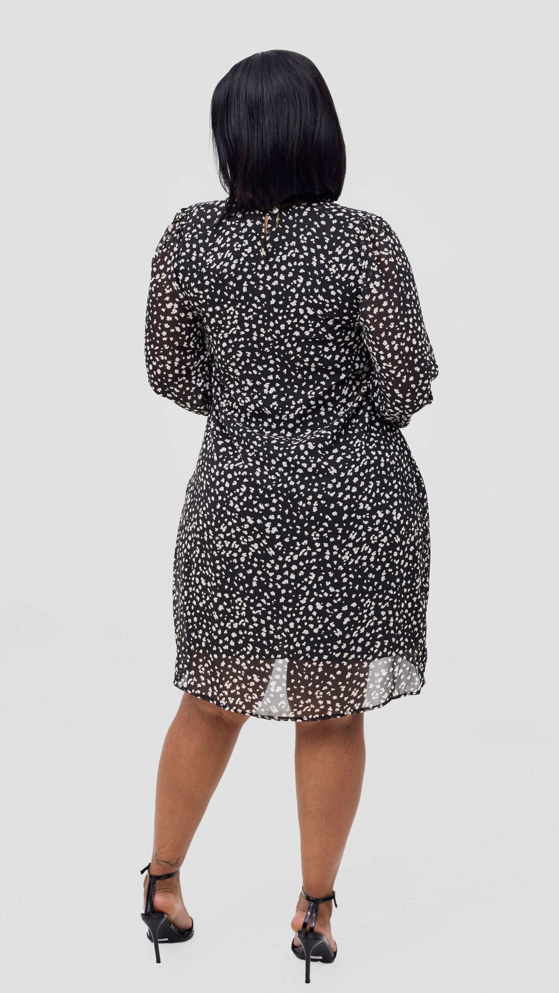 The Fashion Frenzy Printed Shift Dress - Black - Shopzetu