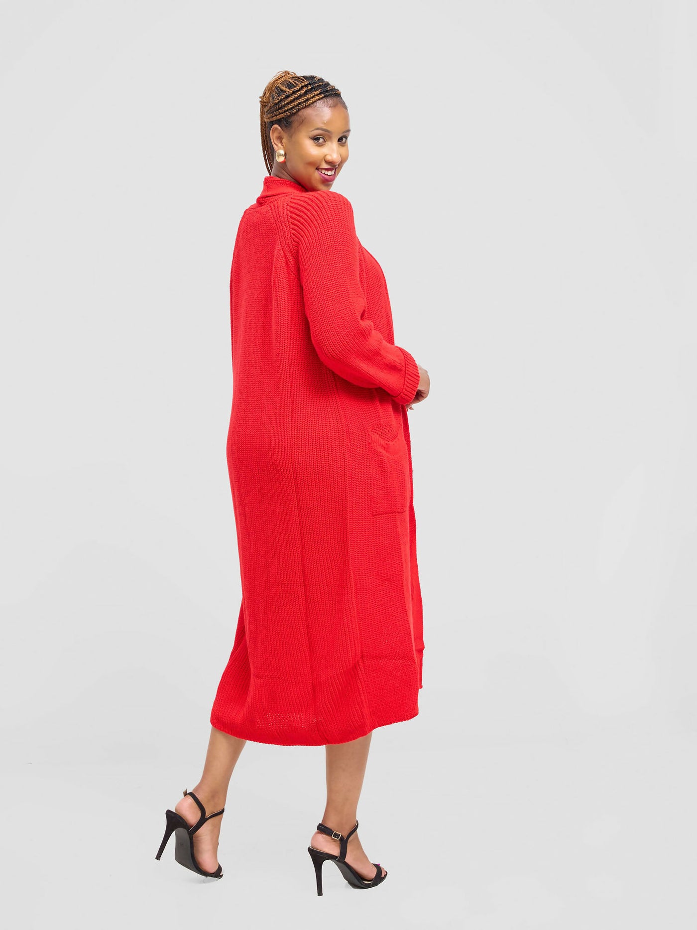 Anel’s Knitwear Midi Sweater - Red - Shopzetu